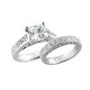 Image 1 : SS CUBIC ZIRCONIA ENGAGEMENT RING / WEDDING BAND 2-RINGS SET - Size 7 (#9407CZ-AAAA)