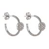 Image 1 : Rhodium Plated Sterling Silver Huggy Hoop Post Earrings With CZ Circle, 0.67&Quot;