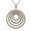Image 1 : Tri Color Sterling Silver, White CZ, Four Circle Pendant, 1.73