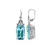 Image 1 : SILVER SKY BLUE TOPAZ / DIAMOND LEVERBACK EARRINGS (#8493SK)