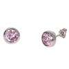 Image 1 : Sterling Silver Round Pink CZ Stud Earrings