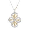 Image 1 : Antique Cross Diamond Slider W/ Chain In 18K Two-Tone Gold | 252287