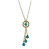 Image 1 : Turquoise 4Mm Balls And Turquoise 4Mm Ball In Ring, Lariat Style Necklace, Gold Plated Brass Chain, 