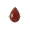 Image 1 : Fire Jade Semi Precious 13X20 Faceted Teardrop Stone, Gold Plated Sterling Silver CZ Adjustable Ring