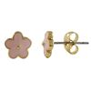Image 1 : Light Pink Enamel Flower On Gold Plated Brass Post Earrings 8Mm