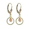 Image 1 : Peach 4Mm Semi Precious Ball In 10Mm Braided Ring, On Gold Filled Lever Back Earrings, 1.18"