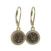 Image 1 : Gold Plated Sterling Silver, 11Mm Round Circle, Champagne 8Mm Druzy Natural Stone With CZ Border, Le