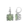 Image 1 : SILVER CHECK MINTGREEN QUARTZ / DIAMOND LEVERBK EARRINGS (#7038MGQ)