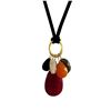 Image 1 : Garnet Combination Semi Precious Stones On Black Suede Chain Necklace -20