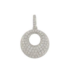 Round Pave-Set Diamond Slider W/ Chain In 14K White Gold | 420785
