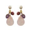 Image 1 : Rose Quartz Semi Precious Stone Gold Filled Post Earrings-0.87"