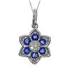 Image 1 : 14K White Gold Sapphire Star Pendant With 18" Chain
