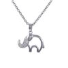 Rhodium Plated Sterling Silver CZ Elephant Pendant- 0.87