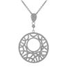 Rhodium Plated Sterling Silver 33Mm Round Circle CZ Pendant, 2.13"