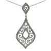 14K White Gold Brushed Diamond  Fashion Pendant With 18" Chain