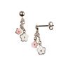 Sterling Silver-Pink-White Flower Earrings