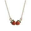 Image 1 : Peach And Green Double Peach, Gold Tone Brass Necklace