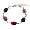 Image 1 : Rhodonite(Pink) Combination Of Semi Precious Stones On Gold Tone Brass Bracelet- 6.5" 1"