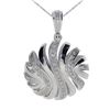 Image 1 : 14K White Gold Round Swirl Diamond Disc Pendant With 18" Chain