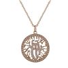 Image 1 : Rose Tone Sterling Silver CZ Shema Israel Echad Jewish Prayer 25Mm Open Circle Pendant- 1.3"