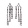Image 1 : Rhodium Plated Sterling Silver CZ Three Row Post Earrings, 1.46"