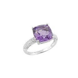 SS AMETHYST / WHITE TOPAZ RING - Size 7 (#9533AWT)