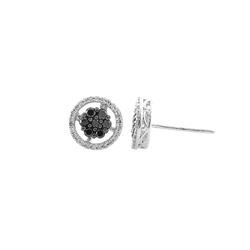 SS BLACK / WHITE DIAMOND EARRINGS (#9429D-BLK)