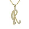 Image 1 : Sterling Silver CZ R Initial - Gold/White