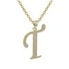 Image 1 : Sterling Silver CZ T Initial - Gold/White