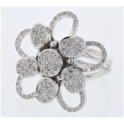 Pave-Set Flower Diamond Ring In 18K White Gold | 328266