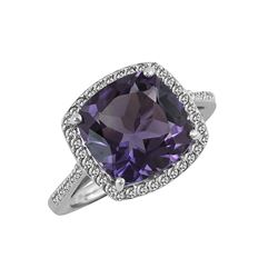 SS AMETHYST / DIAMOND RING - Size 7 (#10205A)