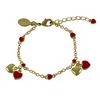 Image 1 : Red Enamel Heart Charms On A Gold Tone Brass Bracelet, 5