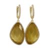 Image 1 : Citrine Cat's Eye Semi Precious Faceted Stone, With CZ Border, On Gold Plated Sterling Silver Lever 