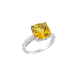 SS CITRINE / WHITE TOPAZ RING - Size 7 (#9533CWT)