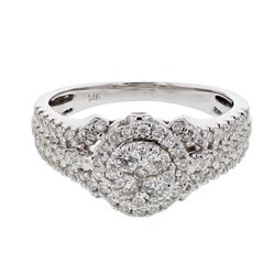 White Diamond Cluster Ring In 14K White Gold | 437963