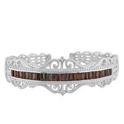 SS GARNET HINGED CUFF BANGLE (60/51MM) (#4278G)