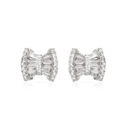 Genuine Baguette & Round Diamond Earring In 18K White Gold| 233822