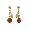 Image 1 : 6Mm Carnelian And 4Mm Olive Jade Semi Precious Balls, On Gold Plated Sterling Silver Ball Post Earri