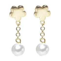 Gold Flower Earringsw Pearl