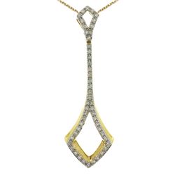 14K Yellow Gold Fashion Diamond Drop Pendant With 18" Chain