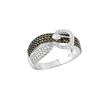 Image 1 : SS SMOKEY QUARTZ / WHITE TOPAZ BELT RING - Size 7 (#9487SQWT)