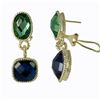 Image 1 : Gold Plated Brass Omega Clip Earrings In Green & Blue Color