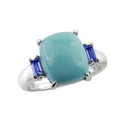 SS TURQUOISE / IOLITE RING - Size 7 (#9854MUL)