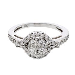 White Diamond Cluster Ring In 14K White Gold | 432741
