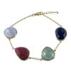 Image 2 : Gold Over Sterling Silver Semi Precious Stones Bracelet- 7.5" 1"