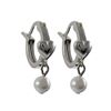 Image 1 : Sterling Silver Heart Earrings Hoop With Pearl