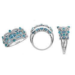 SS SWISS BLUE TOPAZ / APETITE / WHITE TOPAZ RING - Size 7 (#9985MUL1)