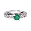 Image 1 : 14K White Gold Emerald Solitaire Ring