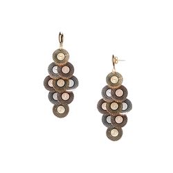 Brass Tri Color Dangling Circles Earrings
