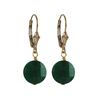 Image 1 : Teal Semi Precious 10Mm Round Flat Stone On Gold Filled Lever Back Earrings, 1.18"